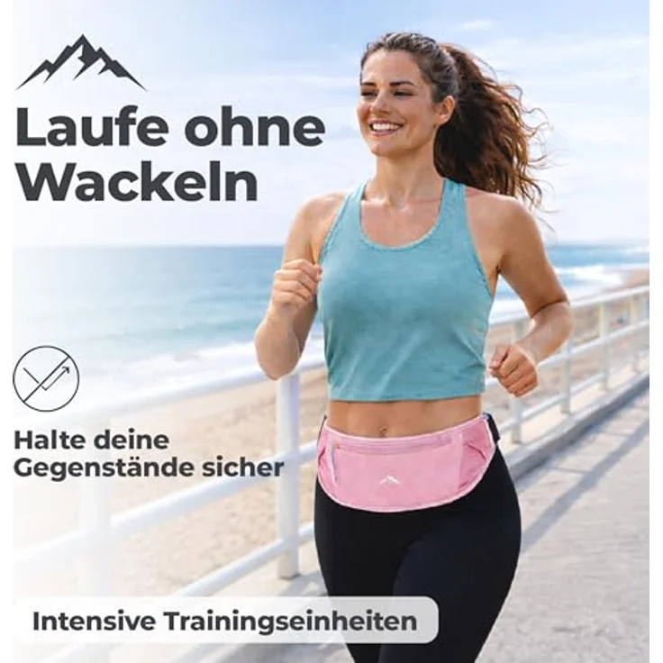 NORDRUN Laufgürtel für alle Handys, verstellbar und wasserdicht, rosa, mit großer Kapazität und Kopfhörerloch – Bild 2