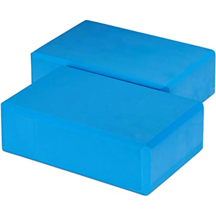 relaxdays Yogablock 2er Set, rutschfest und gelenkschonend, blau – Bild 7