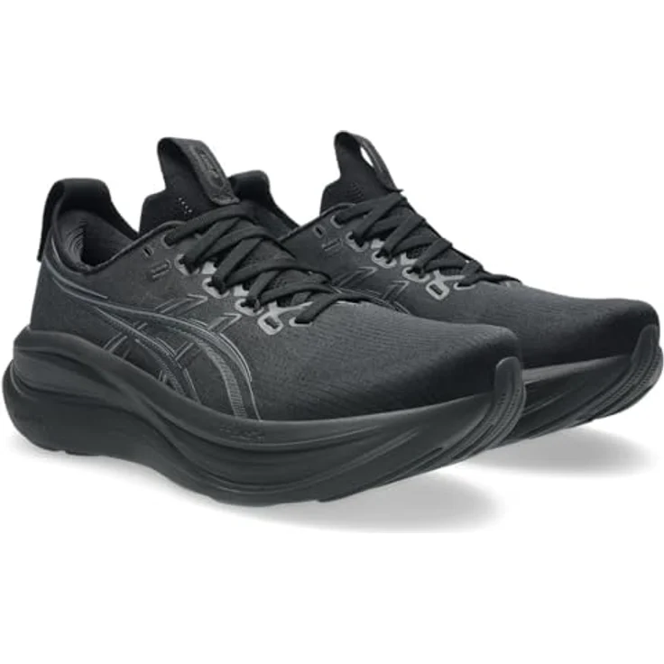 Asics GEL-Nimbus 28, Laufschuhe für Herren mit verbesserter Dämpfung in Schwarz/Grau, Größe 44,5 EU – Bild 1