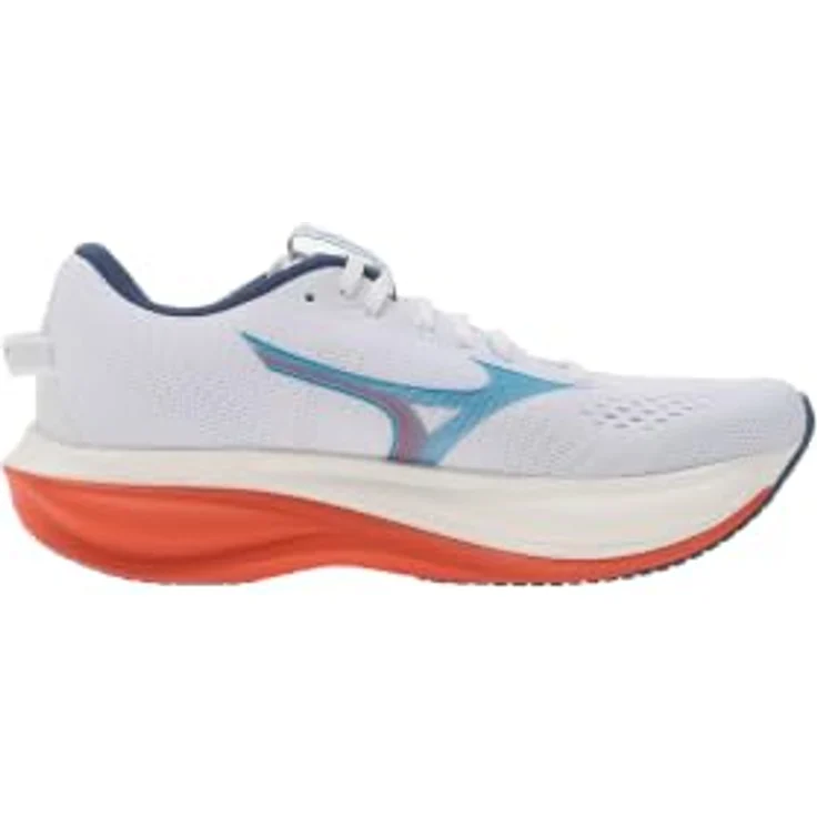 Mizuno Wave Rider 30 (M), Laufschuh mit Mizuno Enerzy Nxt Dämpfung und AIRmesh-Obermaterial, Weiß/Blau/Jewel/Orange, Größe 46.5 – Bild 3