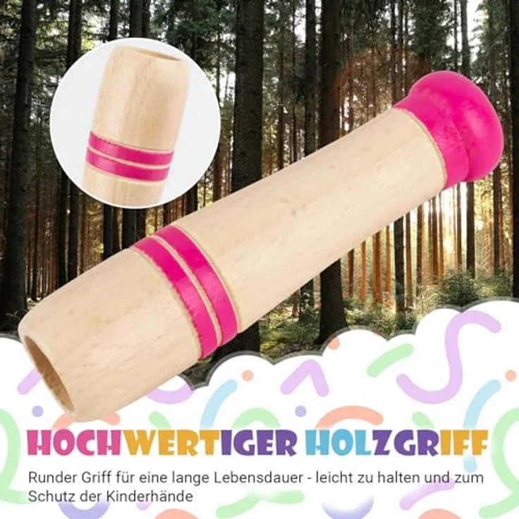 Paleclouds Springseil Kinder, Verstellbares 250CM Jump Rope mit Holzgriff und Regenbogen-Design, ideal für Fitness und Spiel, rosa – Bild 2