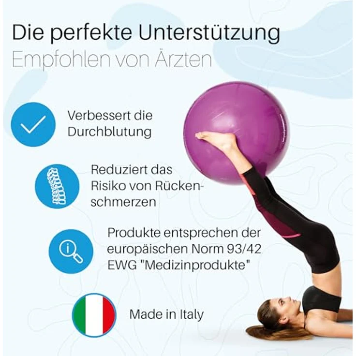 PEZZI Original Pezziball Standard 42cm Ø, Gymnastikball aus robustem PVC, belastbar bis 400 kg, rückenfreundlich, violett – Bild 5