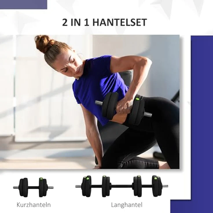 SPORTNOW 2-in-1 Hantel Set, 15 kg verstellbar Dumbbell Set mit 8 Hantelscheiben, Schwarz, bodenschonend – Bild 3