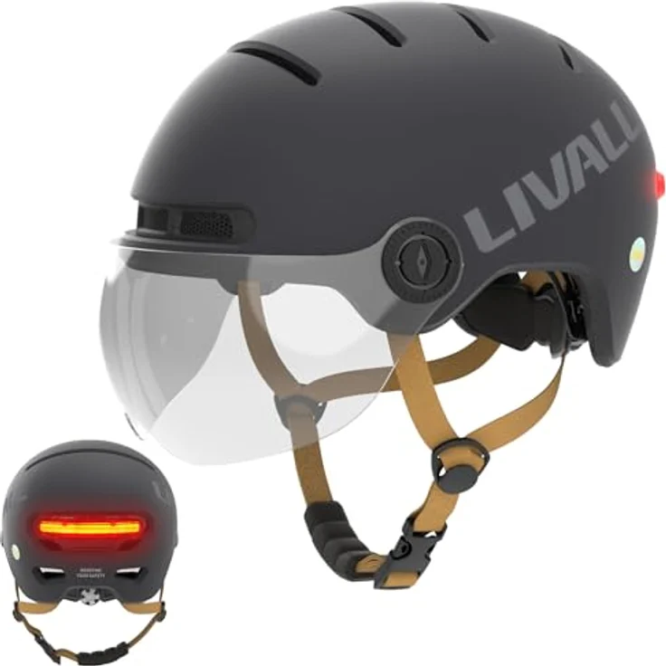 LIVALL EVO21, Fahrradhelm mit SOS-Technologie, Rück- und Frontlichtern, Bluetooth-Kopplung, Schwarz – Bild 1