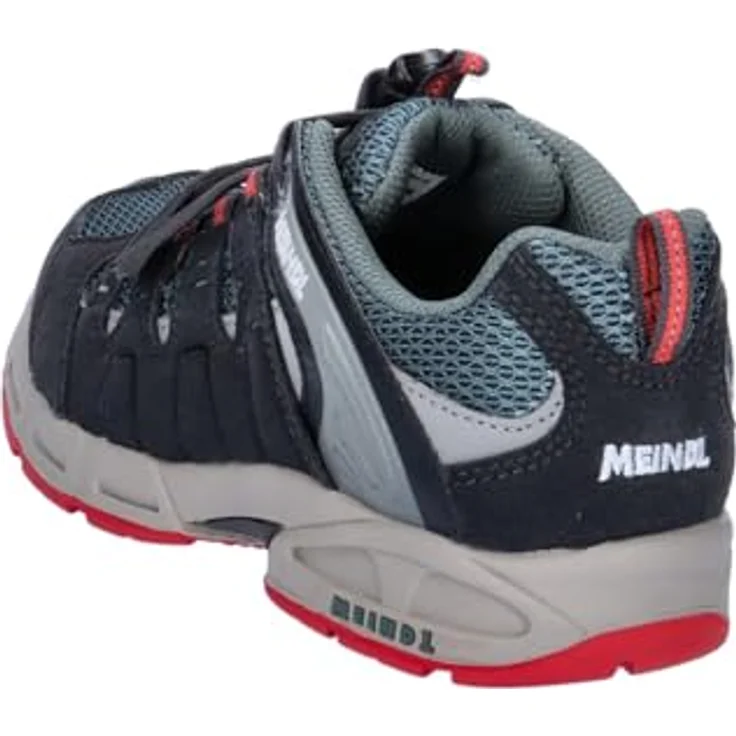 Meindl Outdoorschuh, Wanderschuh aus Velour und Mesh, Farbe asphalt | red – Bild 4