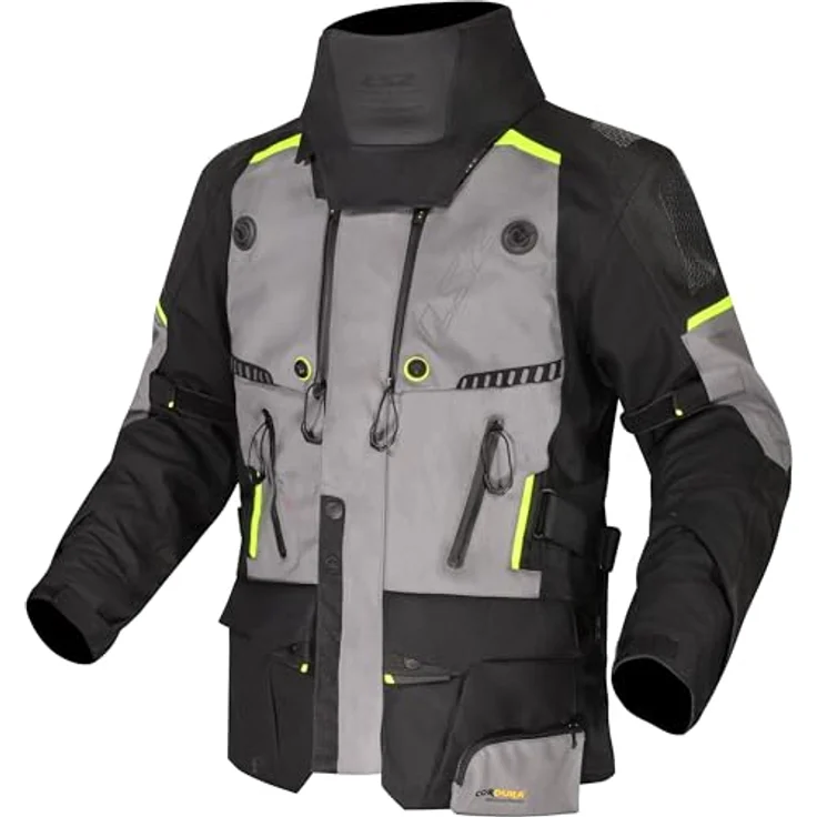 LS2 Apollo wasserdichte Motorrad Textiljacke, 3-lagiges CORDURA®-Gewebe, dunkelgrau/schwarz/neon-gelb, 2XL – Bild 1