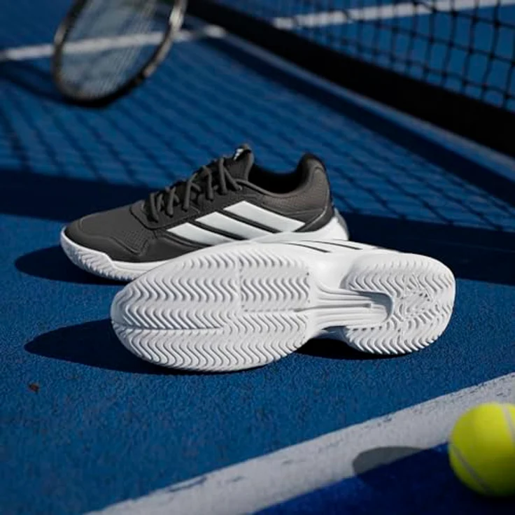 Adidas GameCourt 3 Allcourt Tennisschuh, Weiß/Core Black/Cloud White, LIGHTMOTION Dämpfung, abriebfeste Gummiaußensohle, TPU-Fersen-Clip – Bild 4