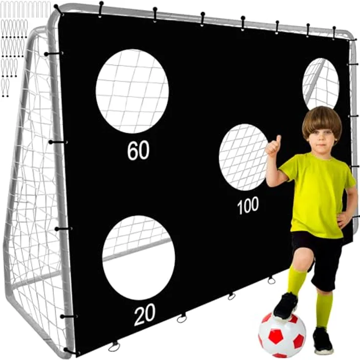 TRIZAND Fußballtor mit Torwand 170x240x85 cm, robuste Stahlkonstruktion und Klick-Montagesystem, ideal für Garten und Training