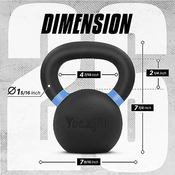 Yes4All SD7M Pulverbeschichtetes Kettlebell aus Gusseisen, 12 kg – Bild 2