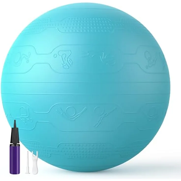 PROIRON Gymnastikball mit geprägtem Muster, Anti-Burst Sitzball 65cm, Pezziball mit Pumpe, Fitnessball für Fitness, Yoga, Schwangerschaft und Balance Stuhl 1PC (Dunkelgrün)