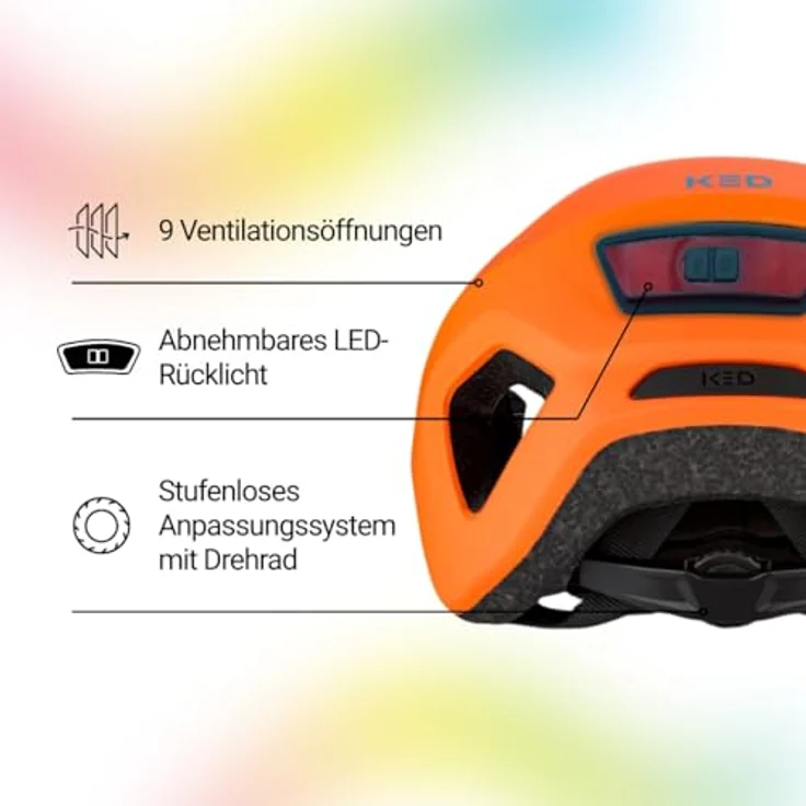 KED Embrace Jr Fahrradhelm – Jugendhelm mit In-Mold Konstruktion und integriertem Visier, Petrol Orange Matt, Größe 52-56 (SM) – Bild 3