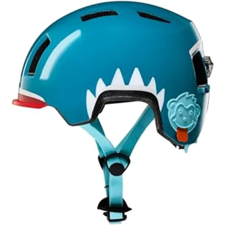 Affenzahn Fahrradhelm Hai Petrol, Größe S 45-51cm mit Sicherheits-Rücklich und abnehmbarer Innenpolsterung – Bild 2