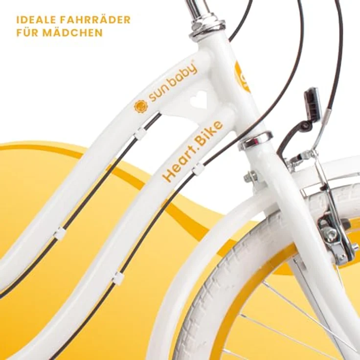 sun baby Mädchenfahrrad 20 Zoll Radgröße Heart Bike 6 Gang Shimano Kinderfahrrad für Mädchen 6-10 Jahre (Weißgold) – Bild 2
