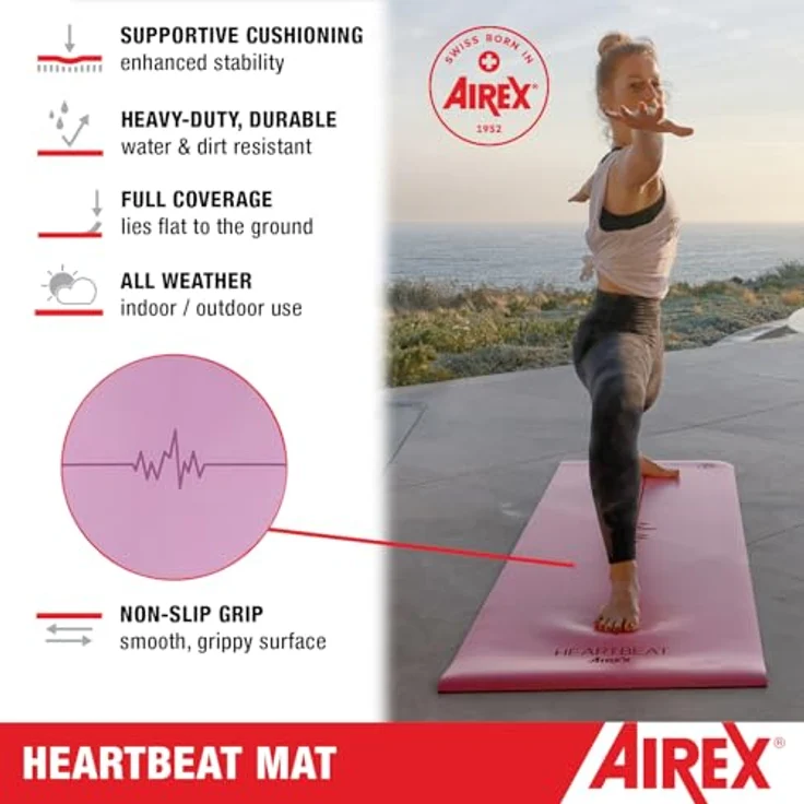 Airex Yoga-Matte Heartbeat, Yogamatte für Yoga- und Functional-Training, warm und rutschhemmend – Bild 2