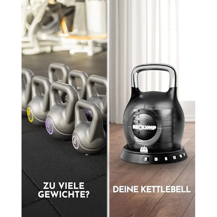 NEOLYMP 7-in-1 Kettlebell Set 1,5-20 kg, verstellbare Kugelhantel mit robustem Edelstahl-Handgriff und Sicherheitsmechanismus – Bild 8