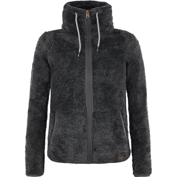 PROTEST RIRI Fleecejacke, kuschelig warm mit hohem Stehkragen und durchgehendem Frontreißverschluss, Shadow Grey Größe 40