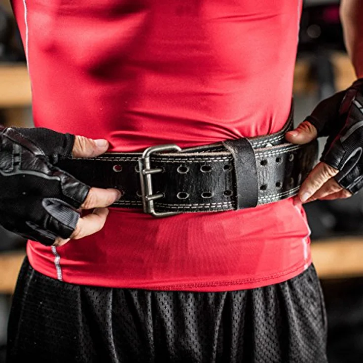 Harbinger Gewichthebergürtel, Gepolsterter Ledergürtel für Mehr Komfort Beim Krafttraining, Schwarz – Bild 4