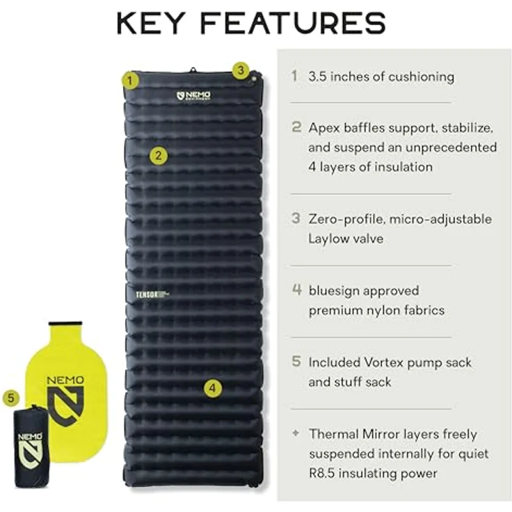 Nemo Equipment Tensor Extreme Conditions, Isomatte für extreme Kälte mit hervorragender Isolierung, leicht und mit Schnellablass-Ventil, 587 g – Bild 2