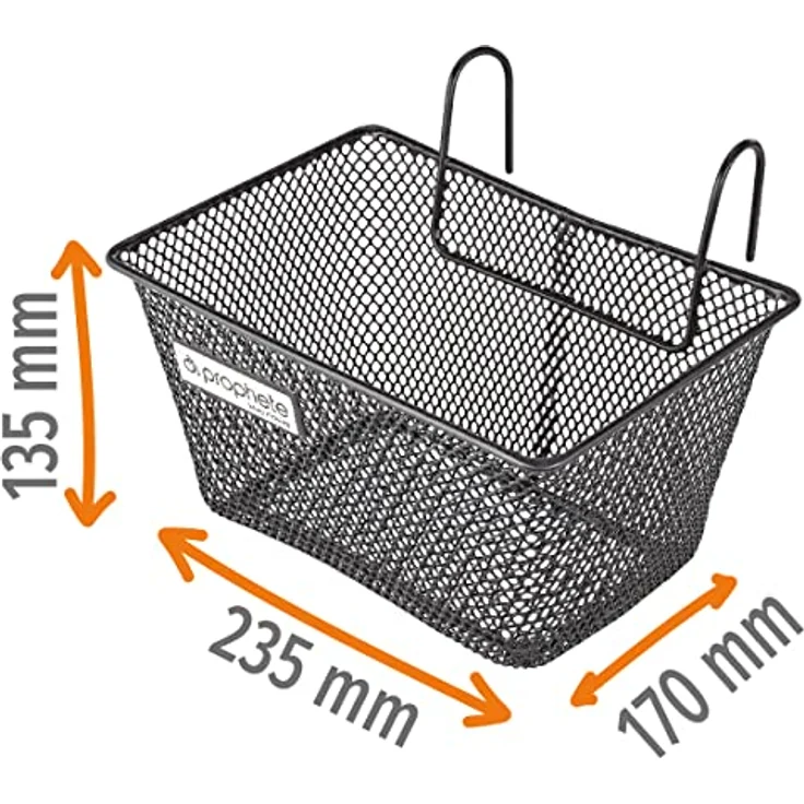 Prophete Fahrradkorb Kinder-Fahrradkorb, PE-kunststoffbeschichtet mit 2 Bügelhaltern, Größe 235 x 170 x 135 mm – Bild 2