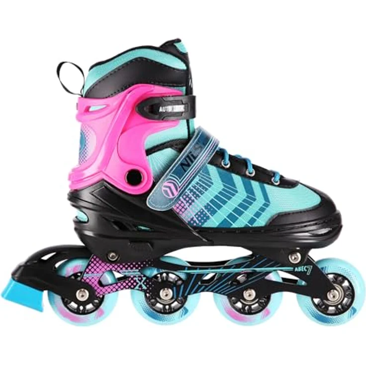Nils Extreme Nh18192A 4W1 Schwarz/Lila Schlittschuhe Größe M (34-38) mit Hockeyplatte Ersatz – Bild 4