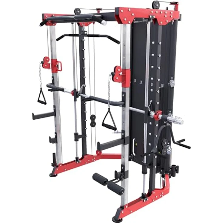 GORILLA SPORTS® Power Rack - inkl. Olympia Langhantel, Dip-Station, Kabelzug, Klimmzugstange, Beincurler - Power Cage, Kraftstation, Multipresse, Multistation, Fitness, Krafttraining, Gym, Zuhause - schwarz – Bild 1