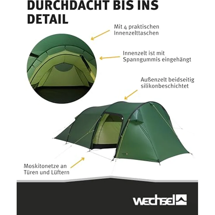 Wechsel Tempest 3 I Zero-G Tunnelzelt für 3 Personen, ultraleicht, schnell aufbaubar, kompakt & transportabel, ideal für Camping, Wandern & Radreisen – Bild 4