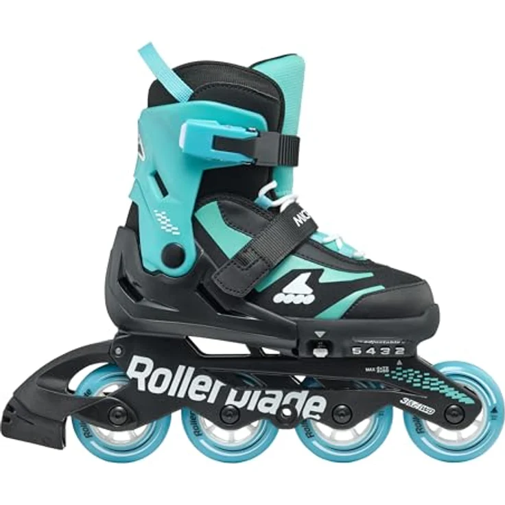 Rollerblade MICROBLADE, Adjustable Inline-Skates für Kinder, Unisex, Schwarz/Hellblau, 33-36.5, Hochwertige Konstruktion, Komfortabler Fit, Robuste Schiene – Bild 3