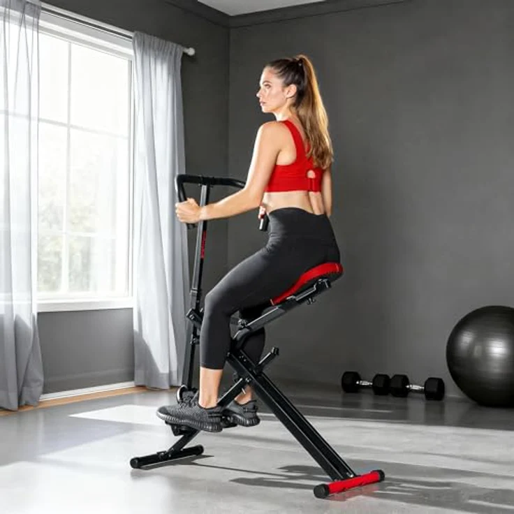 SPORTNOW Total Power Body Crunch Heimtrainer mit verstellbarem Sitz, klappbar und kompakt, 100 kg belastbar, für Brust, Bauch, Gesäß, Beine und Arme, rot – Bild 8