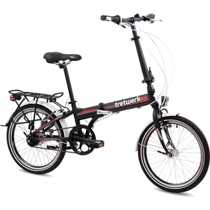 Tretwerk Foldrider - 20 Zoll Klapprad schwarz 30 cm, 7 Gang Nabenschaltung, leichtes Folding Bike für die Stadt