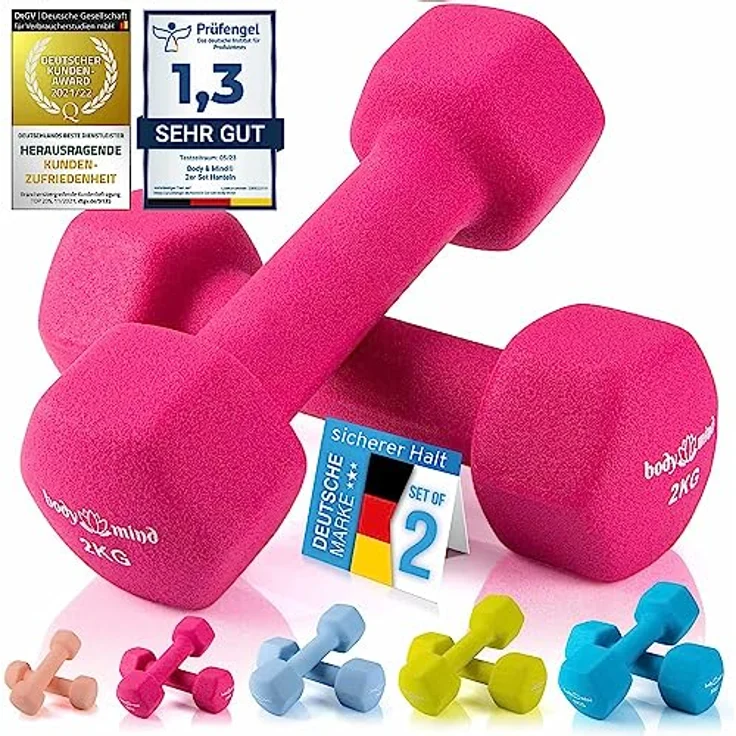 Body & Mind® Hanteln 2er Set Gymnastikhanteln Neopren Dumbbells Kurzhanteln; Effektives Krafttraining mit verschiedenen Gewichten; Fitness Workout für Zuhause – Bild 1