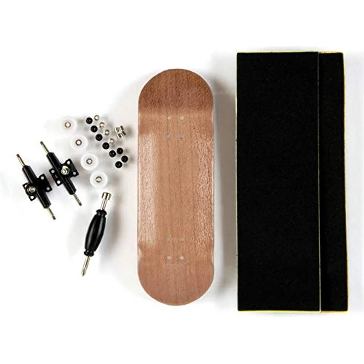 PhoneNatic Finger-Skateboard Bauset, 5-lagiges Ahornholz mit tiefem Concave und hohen Kicks, rotbraun (Design 1) – Bild 2