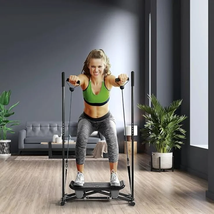 SHARPBODY Shapeboard, Balancebrett mit LC-Display, Balance Board, Ski-Trainer mit 2 Expanderbändern und Handgriffen inkl. Unterlegmatte, max. 120 kg – Bild 2