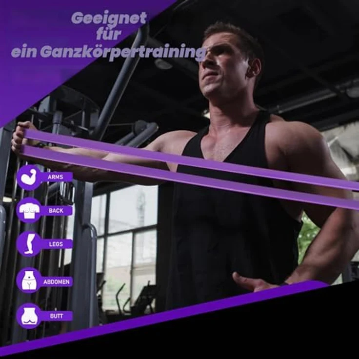 TOMSHOO Resistance Bands Set, 5 Widerstandsbänder mit 2 Griffen, 1 Türanker und Aufbewahrungstasche, mehrere Widerstandsstufen für Krafttraining, Klimmzüge, grün bis schwarz – Bild 2