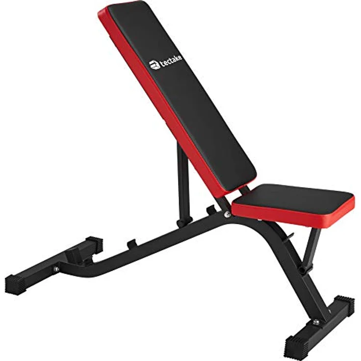 TecTake Hantelbank Schrägbank mit Schnellverstellung | Rückenablage 4-fach, Sitzfläche 2-fach verstellbar | (LxBxH): 116 x 51 x 122 cm, Schwarz – Bild 1