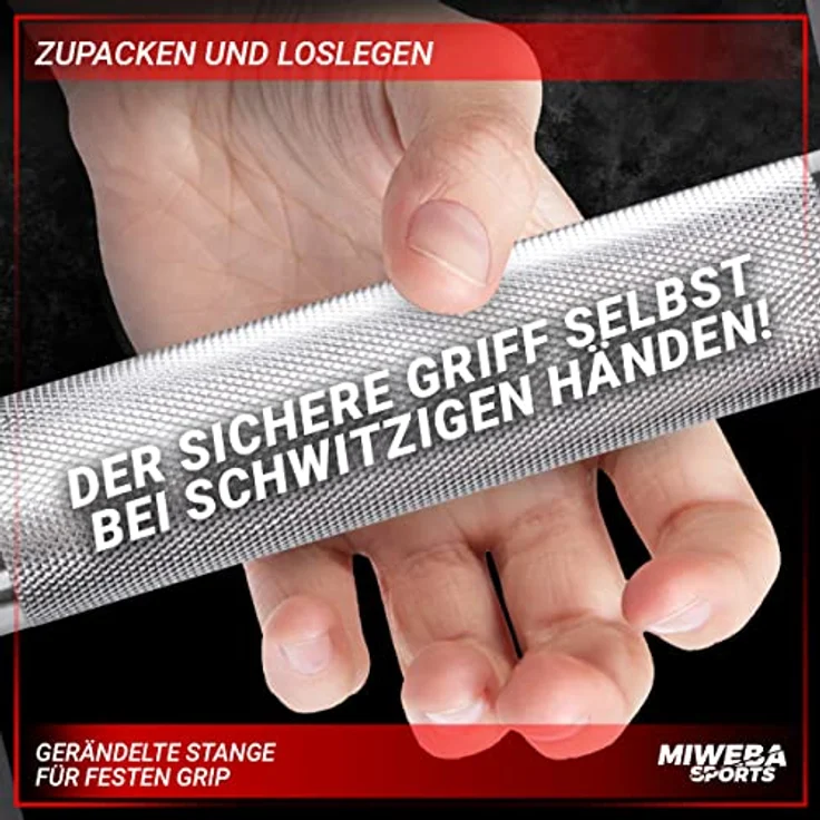 Miweba Sports Hantel KH100 2er Set | 𝐏𝐫𝐨𝐟𝐢 Hanteln - Kurzhantel 35 cm - Ø 30 mm - Kurzhanteln - Hantelset - Kurzhantelstange - Hantelstange (2 Stück mit Sternverschluss) – Bild 4