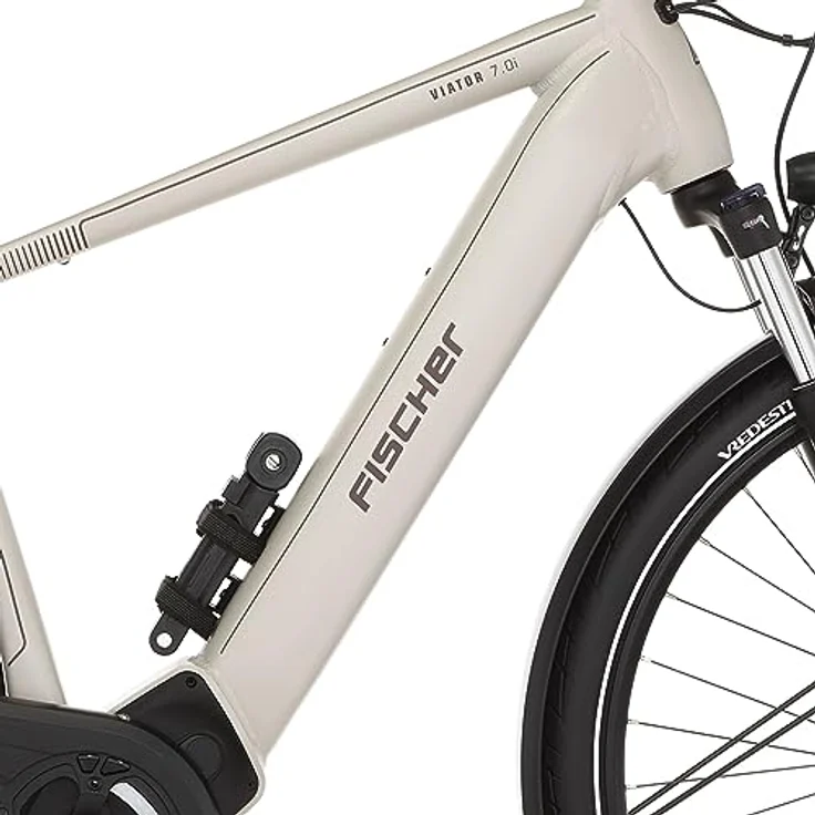 Fischer E-Bike Trekking VIATOR 7.0i Elektrofahrrad, RH 55 cm, Mittelmotor 70 Nm, 36 V Akku, zementgreige matt, 55cm-630Wh – Bild 2