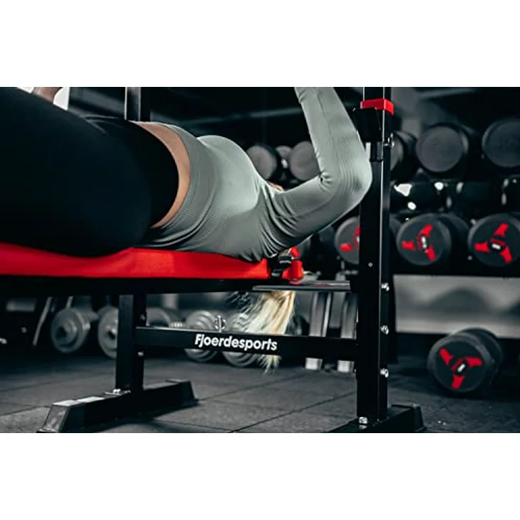 Fjoerdesports Hantelbank mit Ablage, Verstellbare Höhe & Klappbar, Schwerlast Gewichtheben, Heimtraining, Home Gym, Dip-Station, Fitnessstudio, Multifunktion Trainingsbank, Schwarz – Bild 5