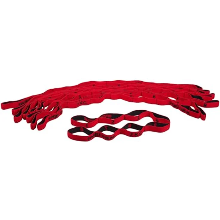 Sport-Thieme Elastisches Textilband mit Griff Set, 10x Widerstandsbänder in 4 Zugstärken und Farben, L: 96 cm, aus Latex und Polyesterfäden – Bild 2