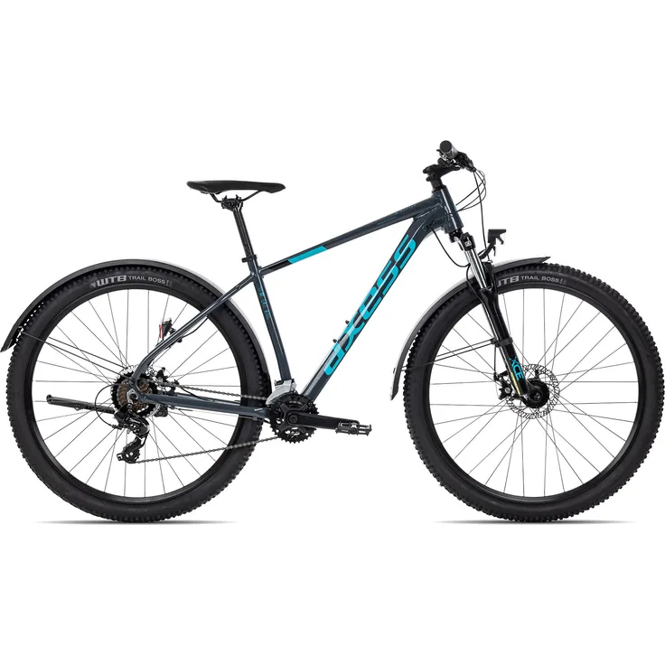 Axess SANDEE ATB Hardtail Mountainbike 29 Zoll, dunkelgrau, 2x7-Gang Shimano Schaltung, einstellbare SR Suntour Federgabel, LED-Lichtanlage