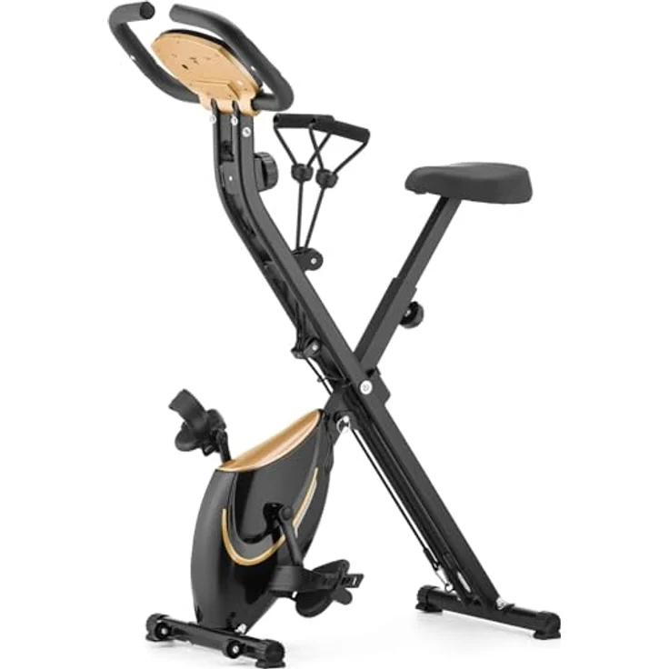 Gymtek Klappbar Magnetischer Heimtrainer Fahrrad für Zuhause bis 120kg, Hometrainer Fahrrad 8 Widerstandsstufen, 4kg Schwungmasse, Ergometer Heimtrainer mit LCD Display - für Home Gym Fitness, schwarz – Bild 3