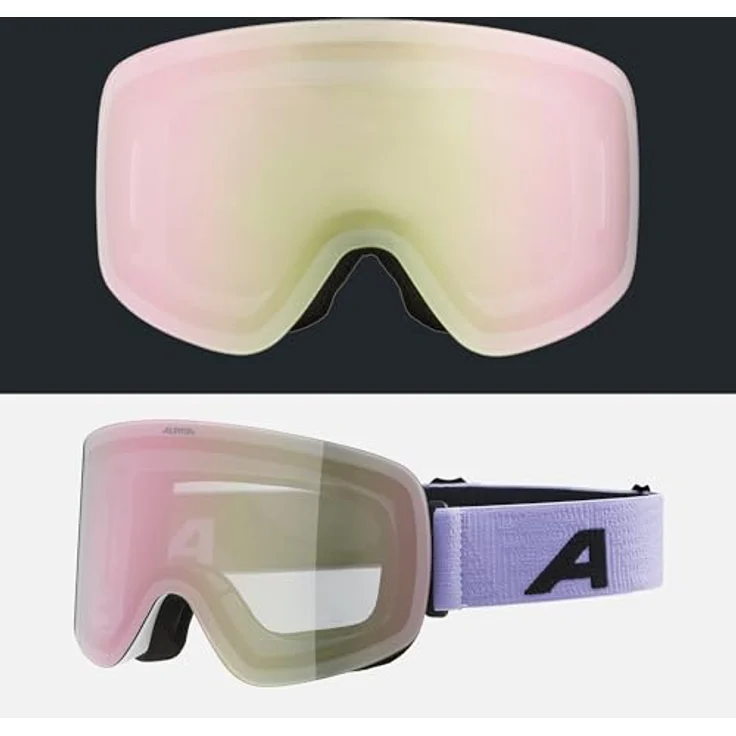 ALPINA PENKEN Skibrille, verspiegelte, beschlagfreie, rahmenlose Design mit 100% UV-Schutz, white-lilac matt, one size – Bild 4
