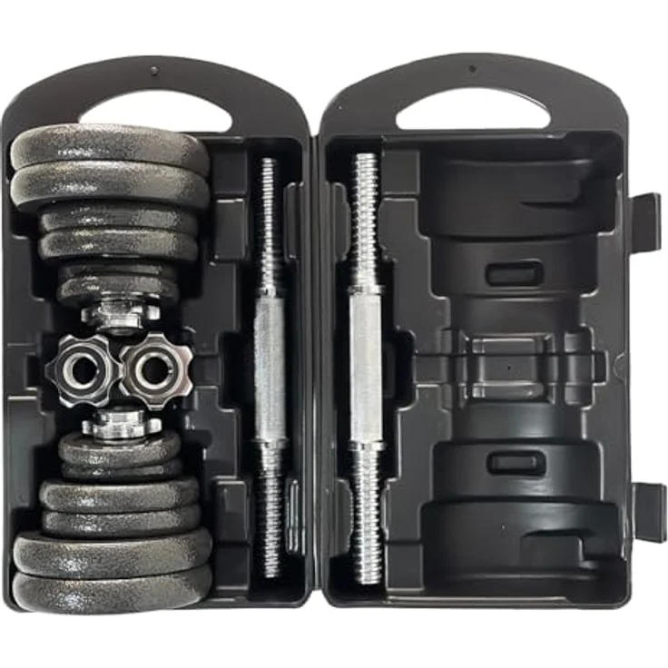 SPORTINATOR® "Machine" Hantel Set, 2-in-1 Kurzhantel und Hantelset (15–40 kg) mit Koffer aus Gusseisen & Stahl, für effektives Ganzkörpertraining zu Hause oder unterwegs (20 kg) – Bild 2