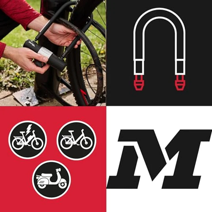 Master Lock 8377EURDPRO, Zertifiziertes hochbeanspruchbares Fahrrad-Bügelschloss mit Universal-Halterung und Schlüsselverriegelung, gehärteter Stahl, 200 x 100 mm – Bild 5