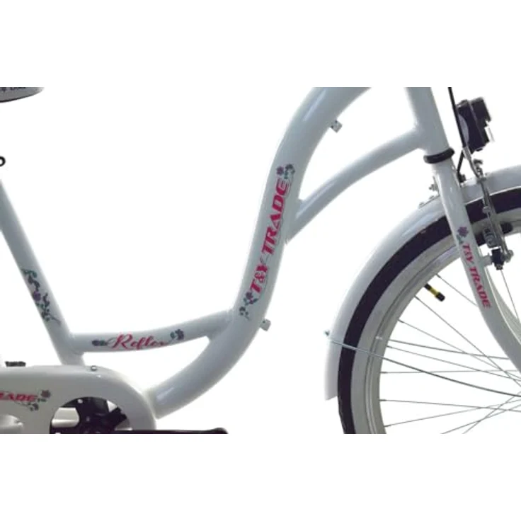 T&Y Trade 24 Zoll Kinder Mädchen City Fahrrad Mädchenfahrrad Bike Rad STVO Beleuchtung Reflex Weiß Weiss 1 Gang Rücktritt, Stabiler Stahlrahmen, V-Brake Felgenbremse, Aluminium-Profilräder, Weiß – Bild 5