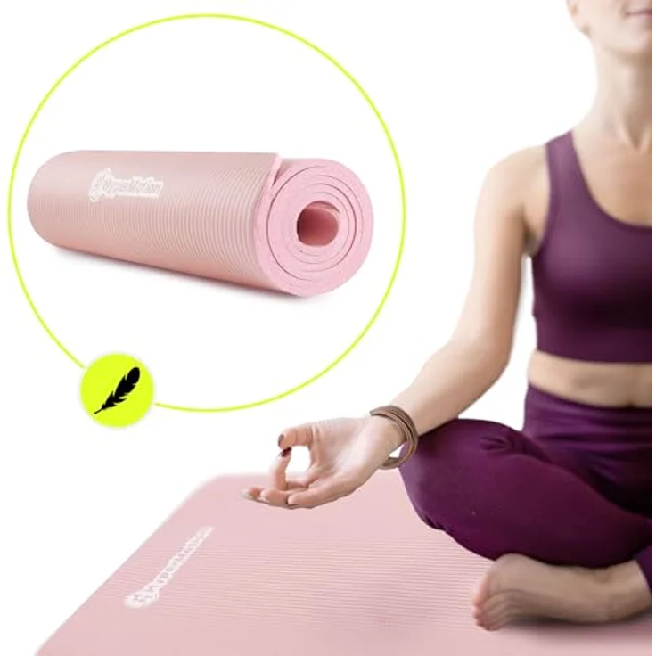 HyperMotion Yogamatte HYP55 YOGA MAT 0.8P, NBR-Schaum, 183x61 cm, 8 mm Komfortstärke, pink mit Tragegurt – Bild 6
