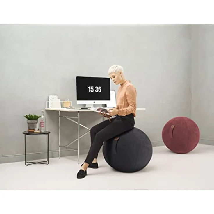 Sitting Point Sitting Ball Sitzball/Gymnastikball ALFA mit Velours-Bezug in Schwarz – Bild 5