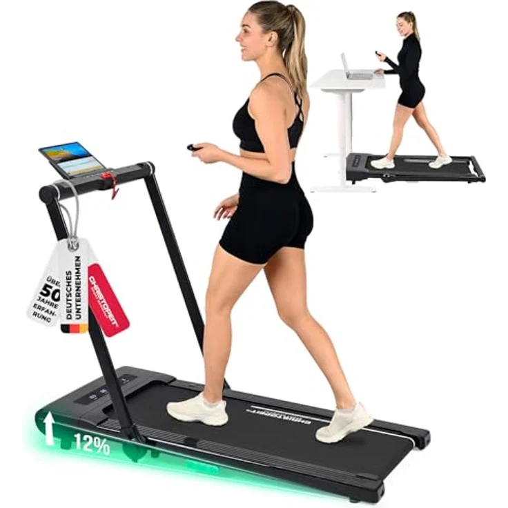 Christopeit Sport® Laufband Walk Run Pro 2 in 1, klappbar bis 12 km/h, 120 kg max. Benutzergewicht, Bluetooth-kompatibel, selbstschmierendes System – Bild 1