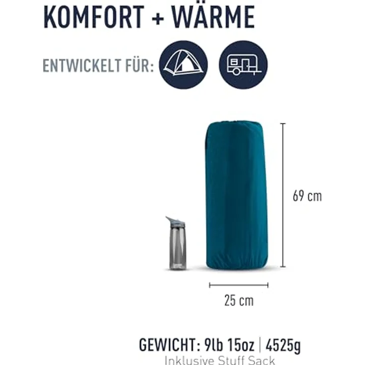 Sea to Summit Comfort Deluxe Self Inflating Sleeping Isomatte Double, 10 cm Premium-Komfort, Pillow Lock-System, R-Wert 6,5, 201 x 132 cm, Byron Blue, 4225g – Bild 2