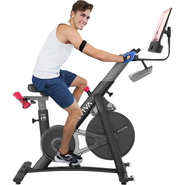 AsVIVA S11S Indoor Cycle & Speedbike, Fitnessbike mit 21,5 Zoll Full-HD Display, 100 Widerstandsstufen, Ergometerfunktion und 360 Grad Lautsprechern