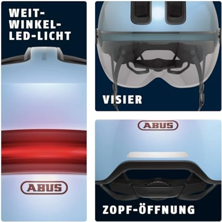 Abus HUD-Y ACE, Velohelm mit integrierten Glas-Visier und USB-Heck-LED, 57 - 61 cm – Bild 5